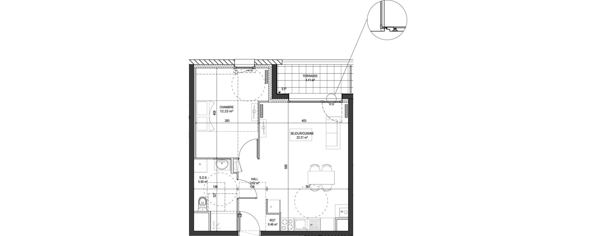 Appartement T2 de 44,07 m2 &agrave; Marquette-Lez-Lille Centre