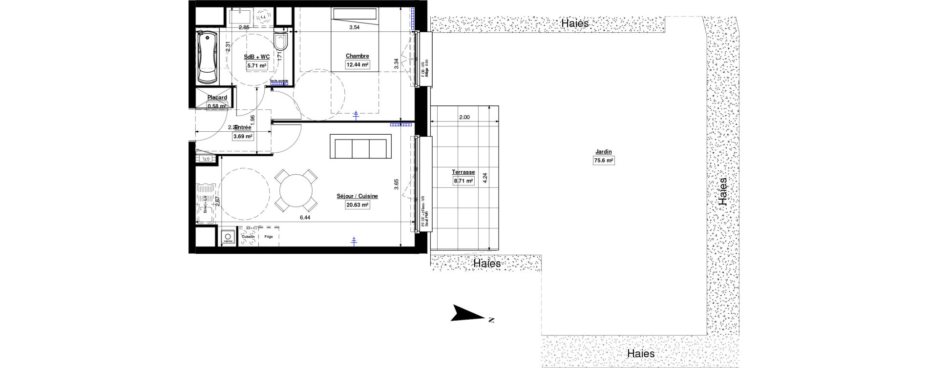 Appartement T2 de 43,05 m2 &agrave; Marquette-Lez-Lille Lazarro - le touquet centre