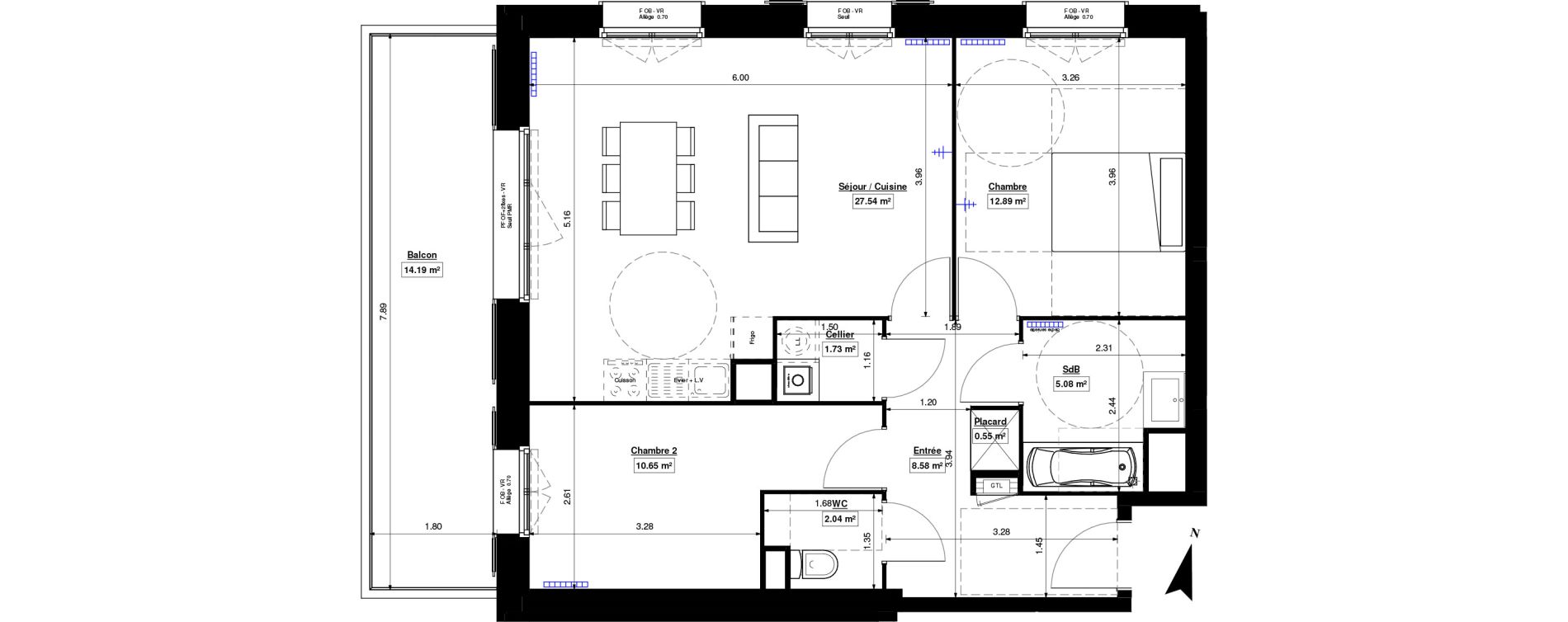 Appartement T3 de 69,06 m2 &agrave; Marquette-Lez-Lille Lazarro - le touquet centre