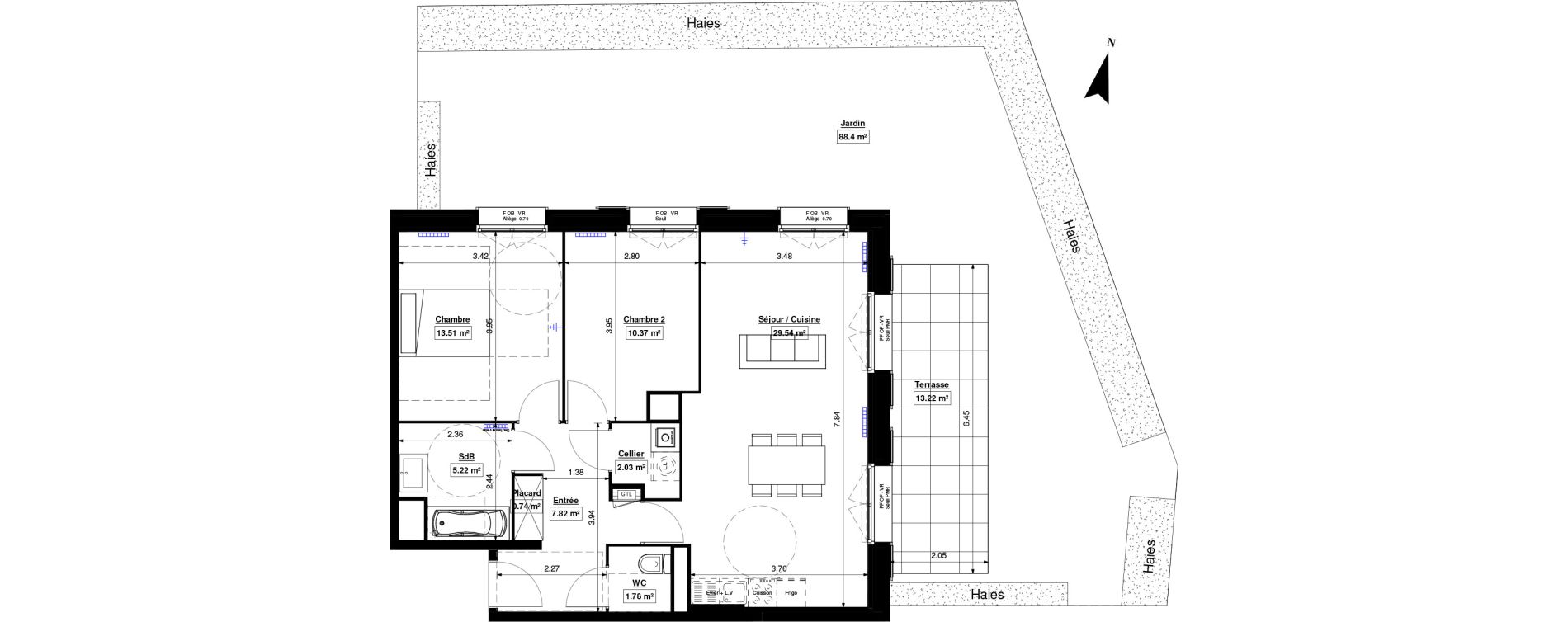 Appartement T3 de 71,01 m2 &agrave; Marquette-Lez-Lille Lazarro - le touquet centre