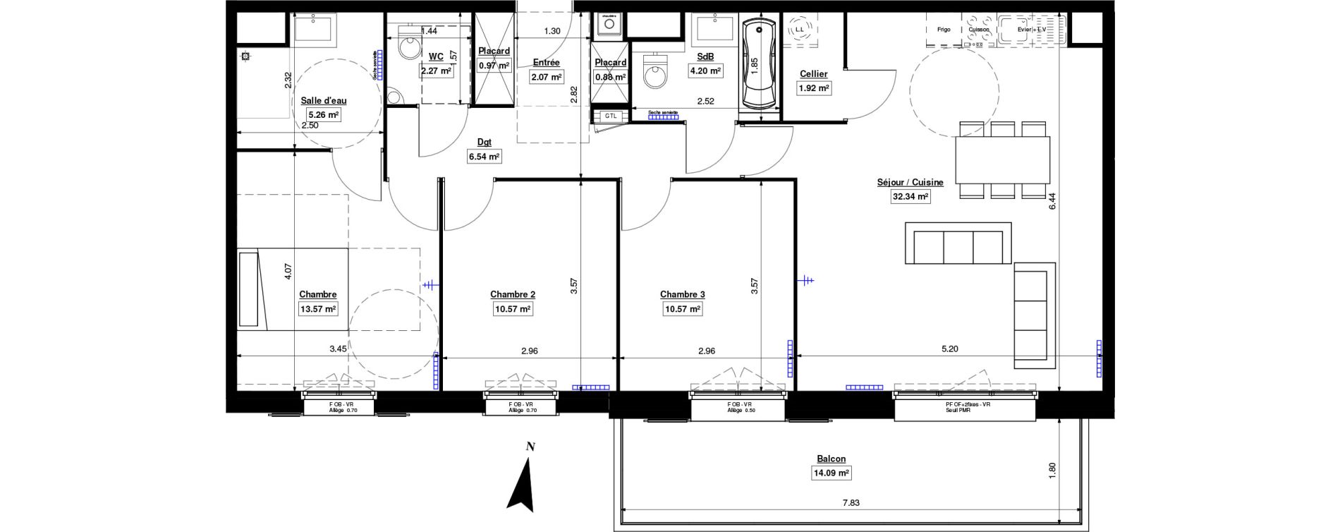 Appartement T4 de 91,16 m2 &agrave; Marquette-Lez-Lille Lazarro - le touquet centre