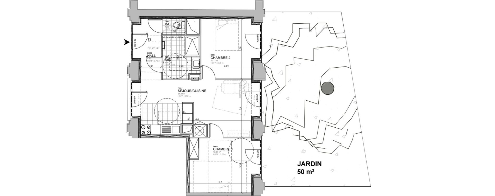 Appartement T3 de 55,23 m2 &agrave; M&eacute;rignies Centre