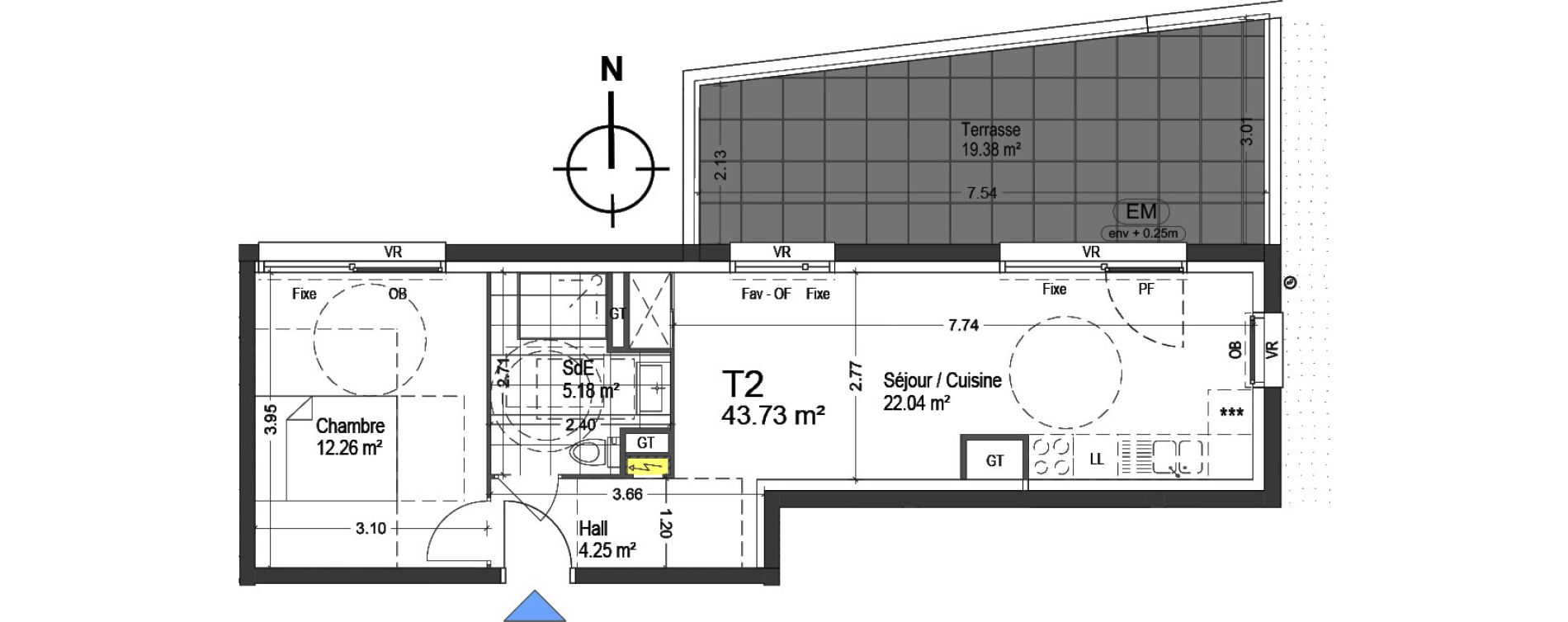 Appartement T2 de 43,73 m2 &agrave; Mons-En-Bar&oelig;ul Napol&eacute;on