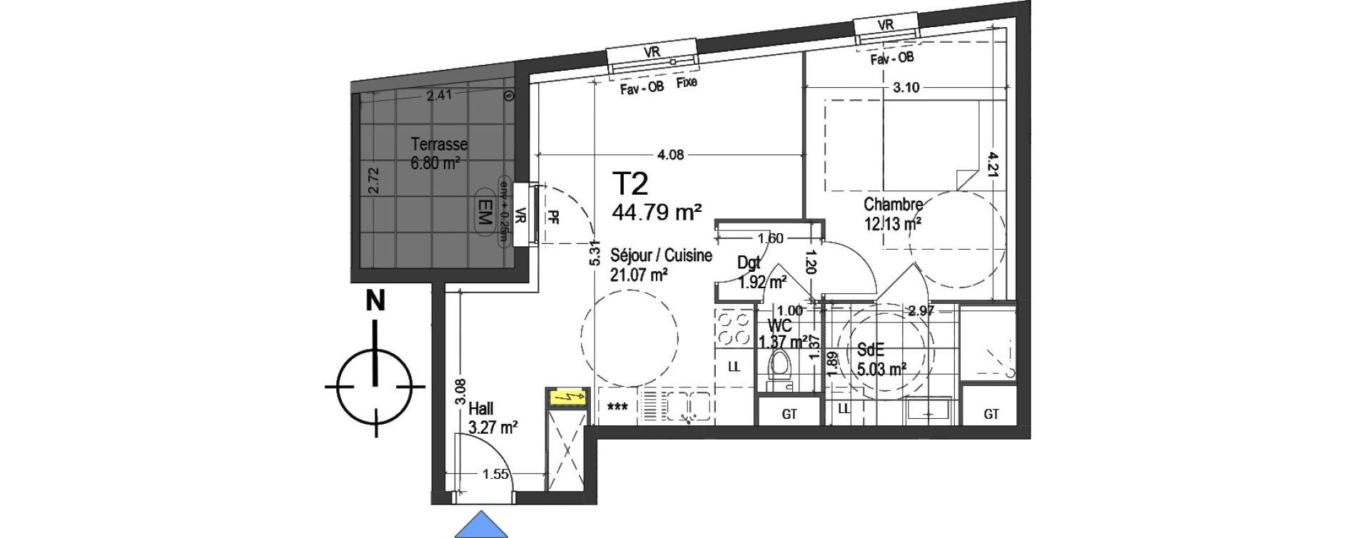 Appartement T2 de 44,79 m2 &agrave; Mons-En-Bar&oelig;ul Napol&eacute;on