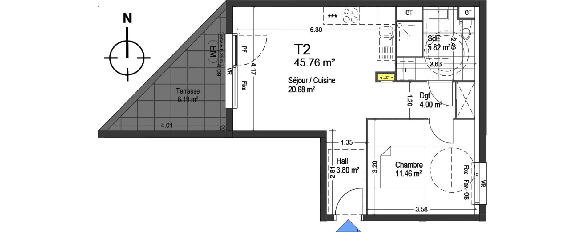 Appartement T2 de 45,76 m2 &agrave; Mons-En-Bar&oelig;ul Napol&eacute;on