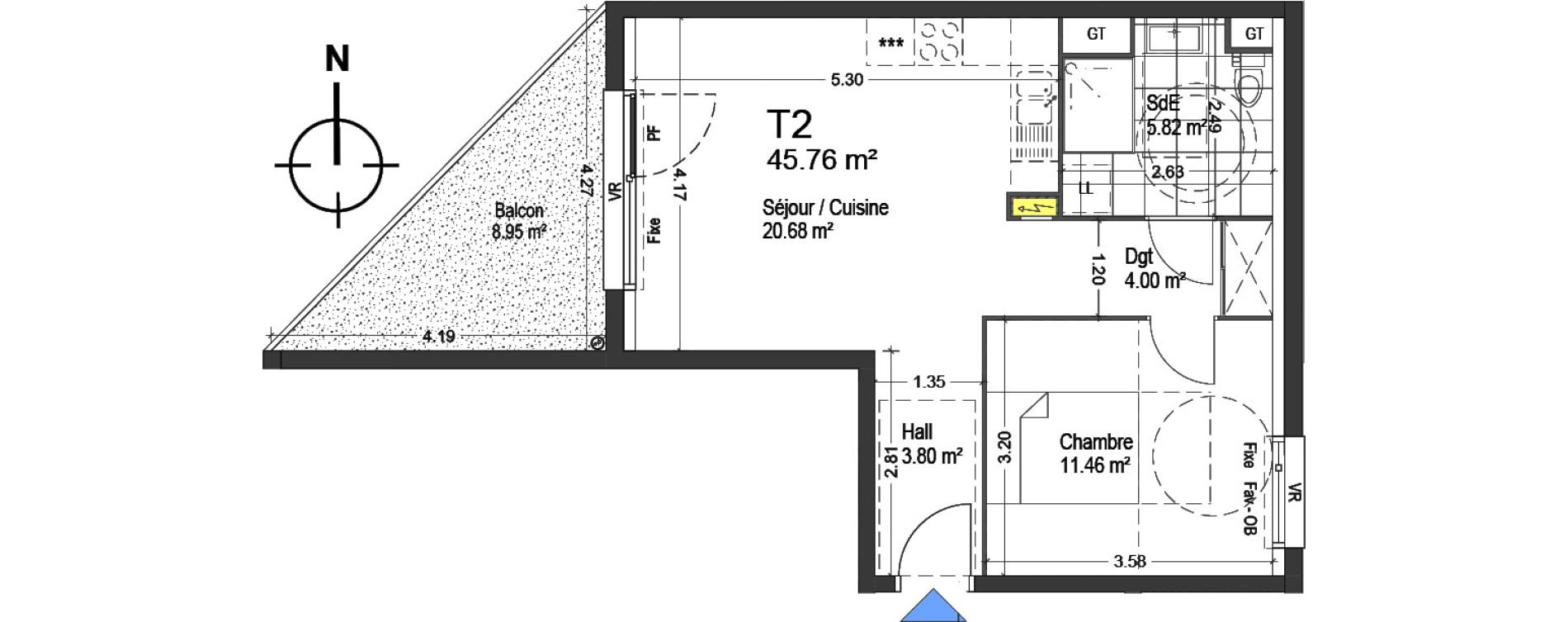 Appartement T2 de 45,76 m2 &agrave; Mons-En-Bar&oelig;ul Napol&eacute;on