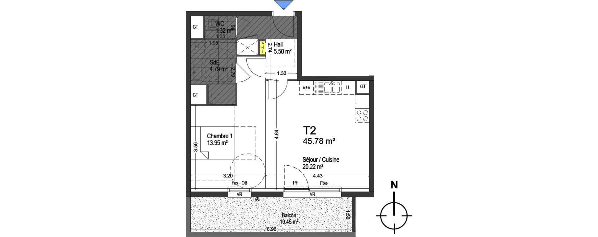 Appartement T2 de 45,78 m2 &agrave; Mons-En-Bar&oelig;ul Napol&eacute;on