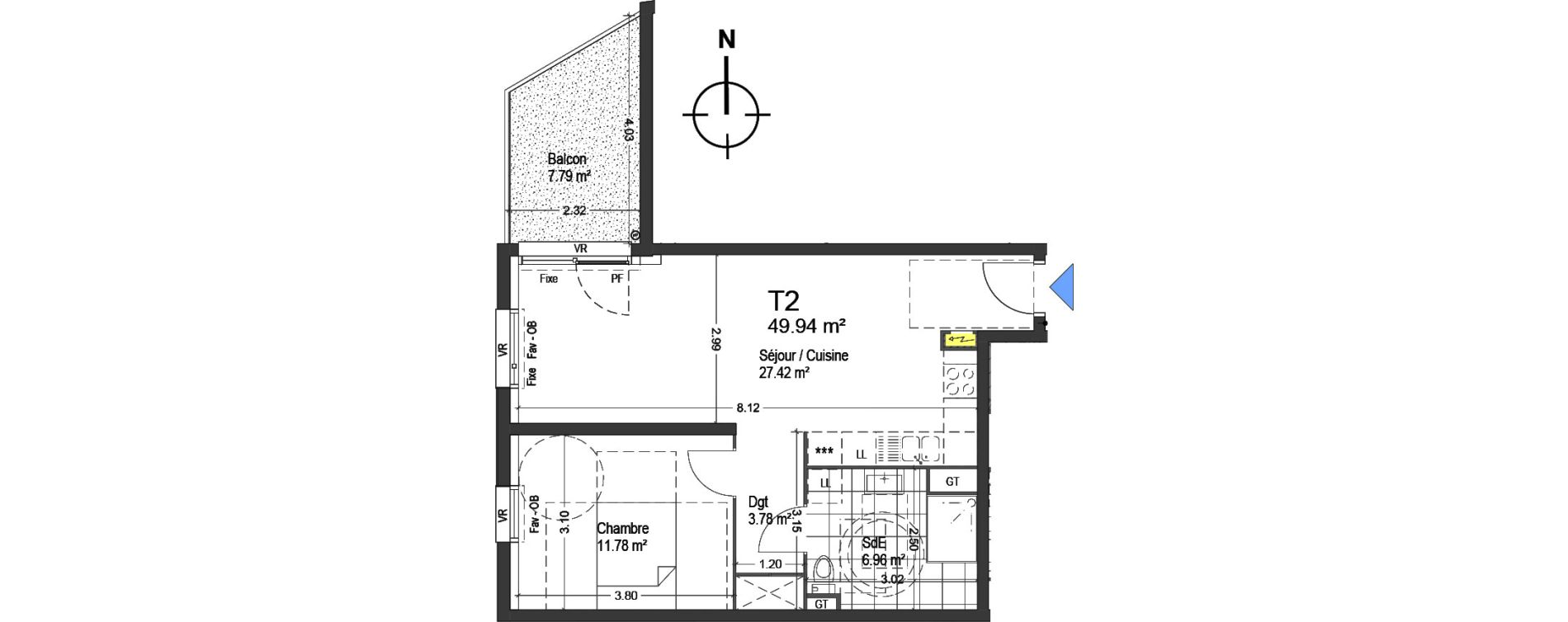 Appartement T2 de 49,94 m2 &agrave; Mons-En-Bar&oelig;ul Napol&eacute;on