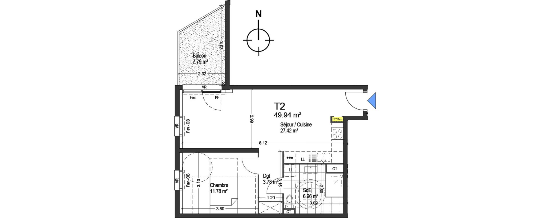 Appartement T2 de 49,94 m2 &agrave; Mons-En-Bar&oelig;ul Napol&eacute;on