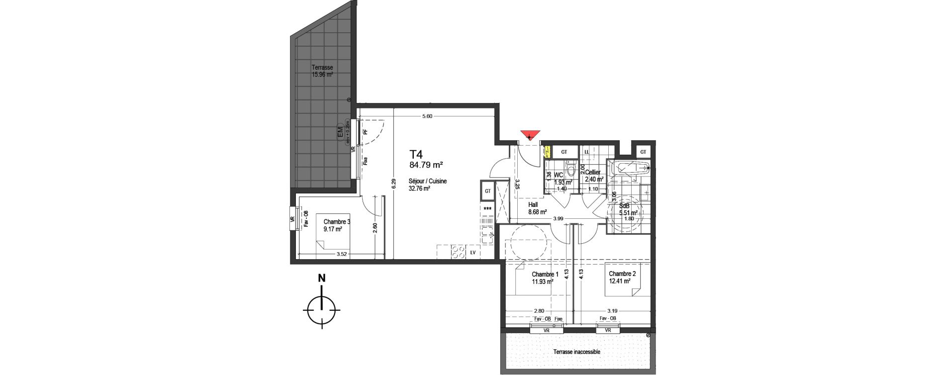 Appartement T4 de 84,79 m2 &agrave; Mons-En-Bar&oelig;ul Napol&eacute;on