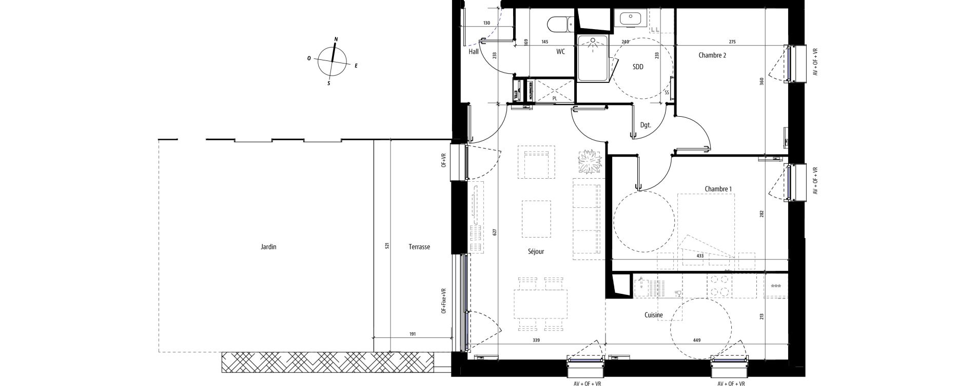 Appartement T3 de 65,80 m2 &agrave; Mons-En-Bar&oelig;ul Centre
