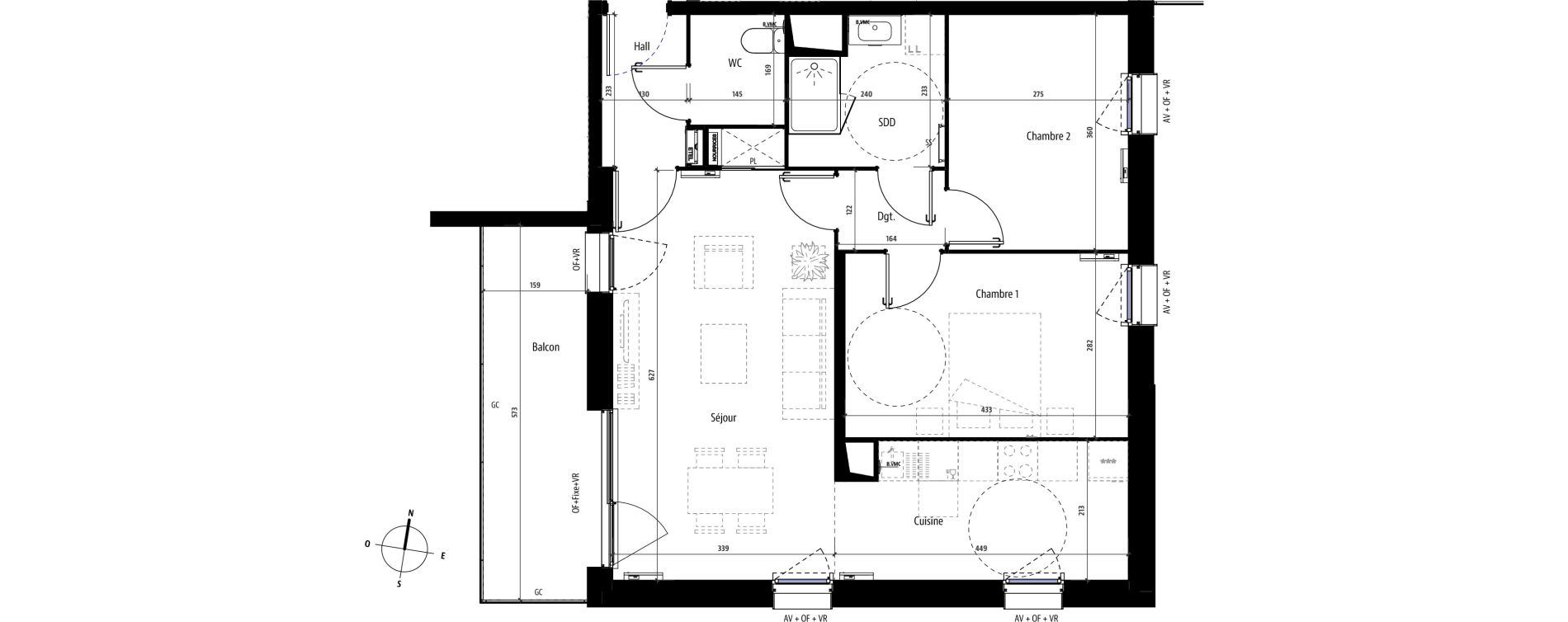 Appartement T3 de 65,80 m2 &agrave; Mons-En-Bar&oelig;ul Centre