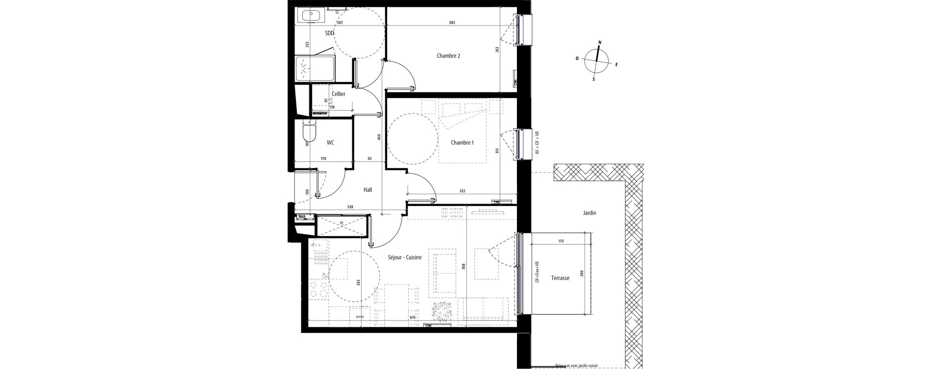Appartement T3 de 58,00 m2 &agrave; Mons-En-Bar&oelig;ul Centre