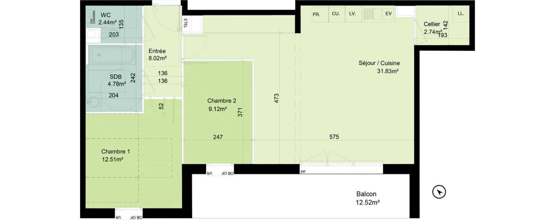 Appartement T3 de 71,44 m2 &agrave; Mouvaux Francs - &eacute;pinette