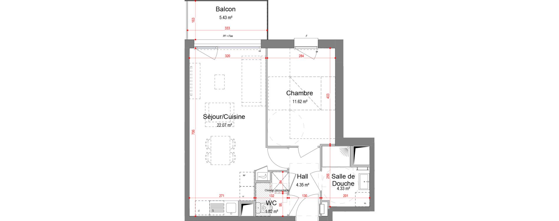 Appartement T2 de 43,89 m2 &agrave; Mouvaux Centre - rue de londres