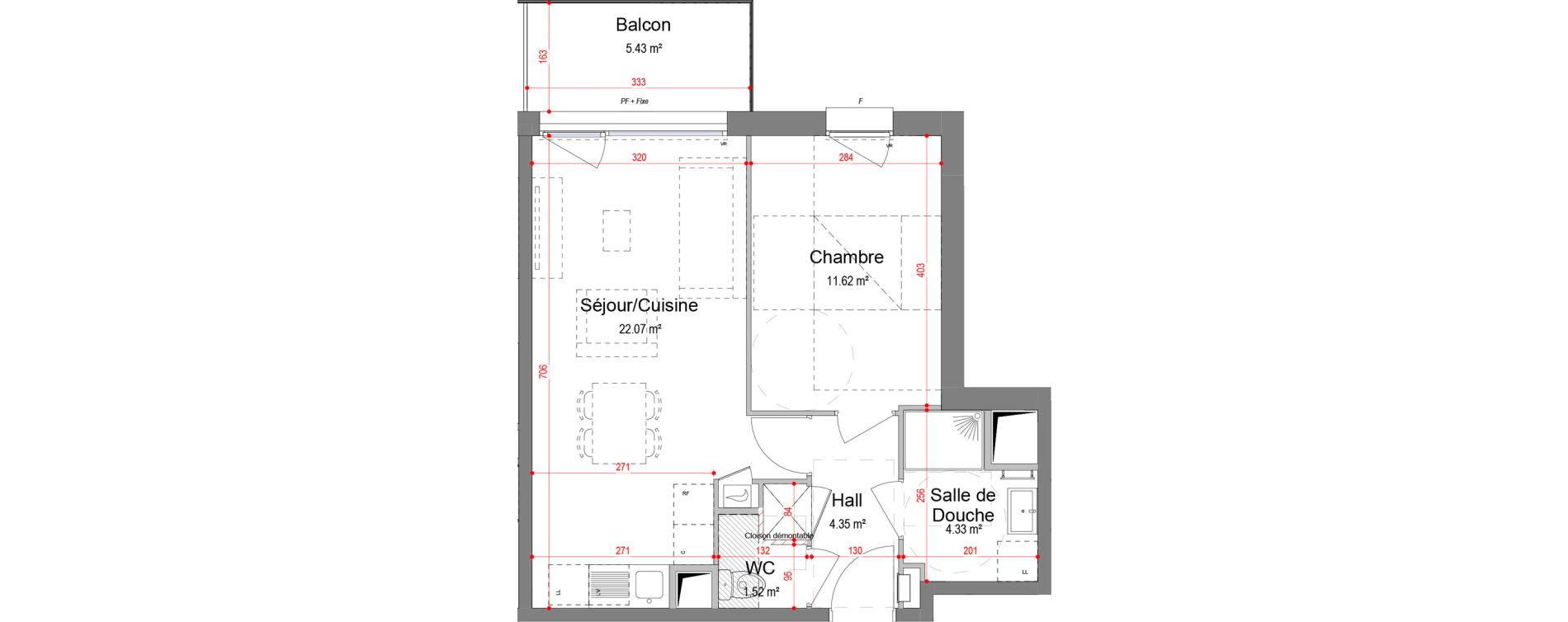 Appartement T2 de 43,89 m2 &agrave; Mouvaux Centre - rue de londres