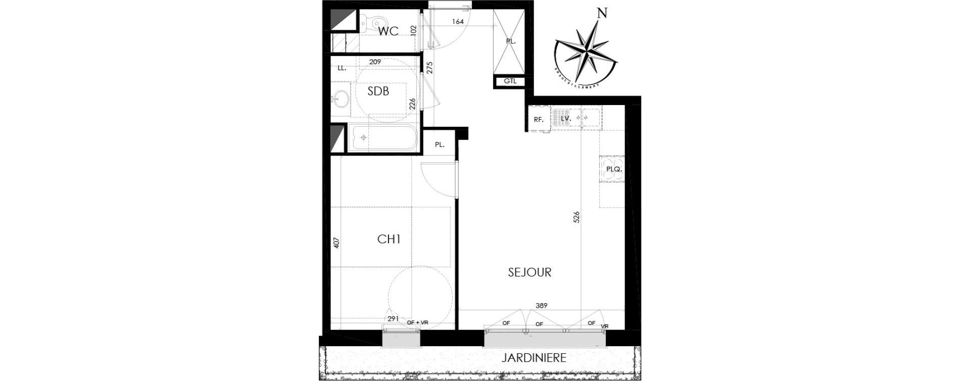 Appartement T2 de 46,21 m2 &agrave; Mouvaux Centre