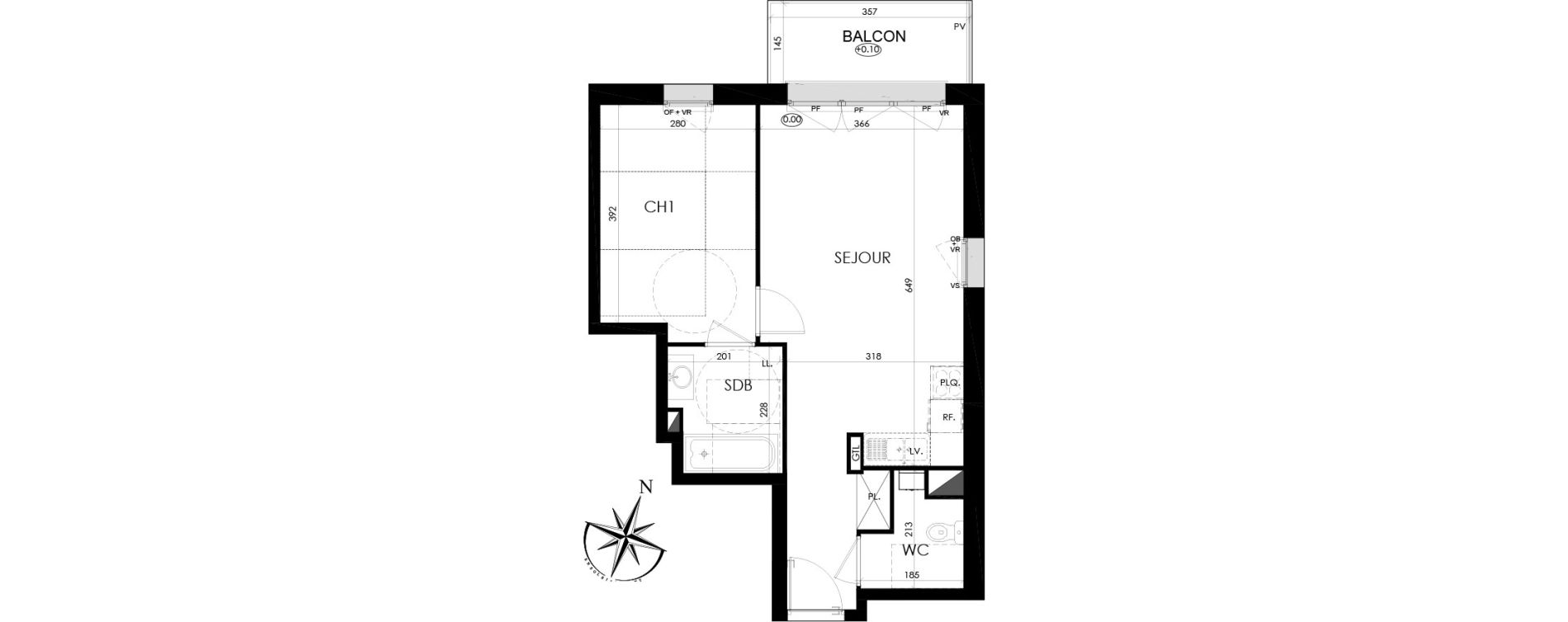 Appartement T2 de 45,33 m2 &agrave; Mouvaux Centre