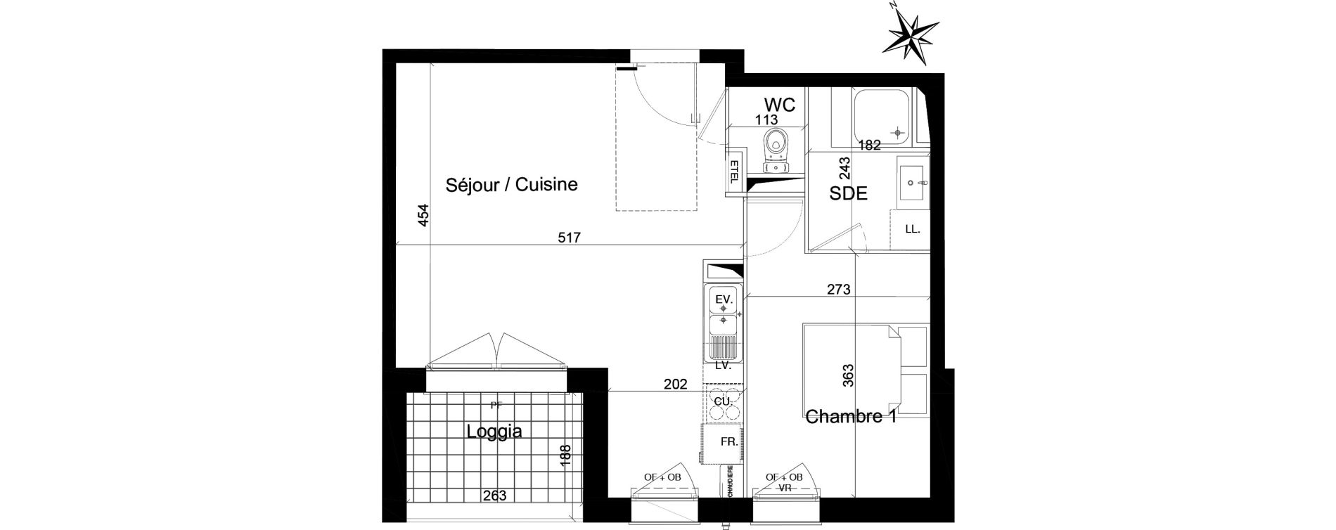 Appartement T2 de 43,25 m2 &agrave; Nieppe Centre