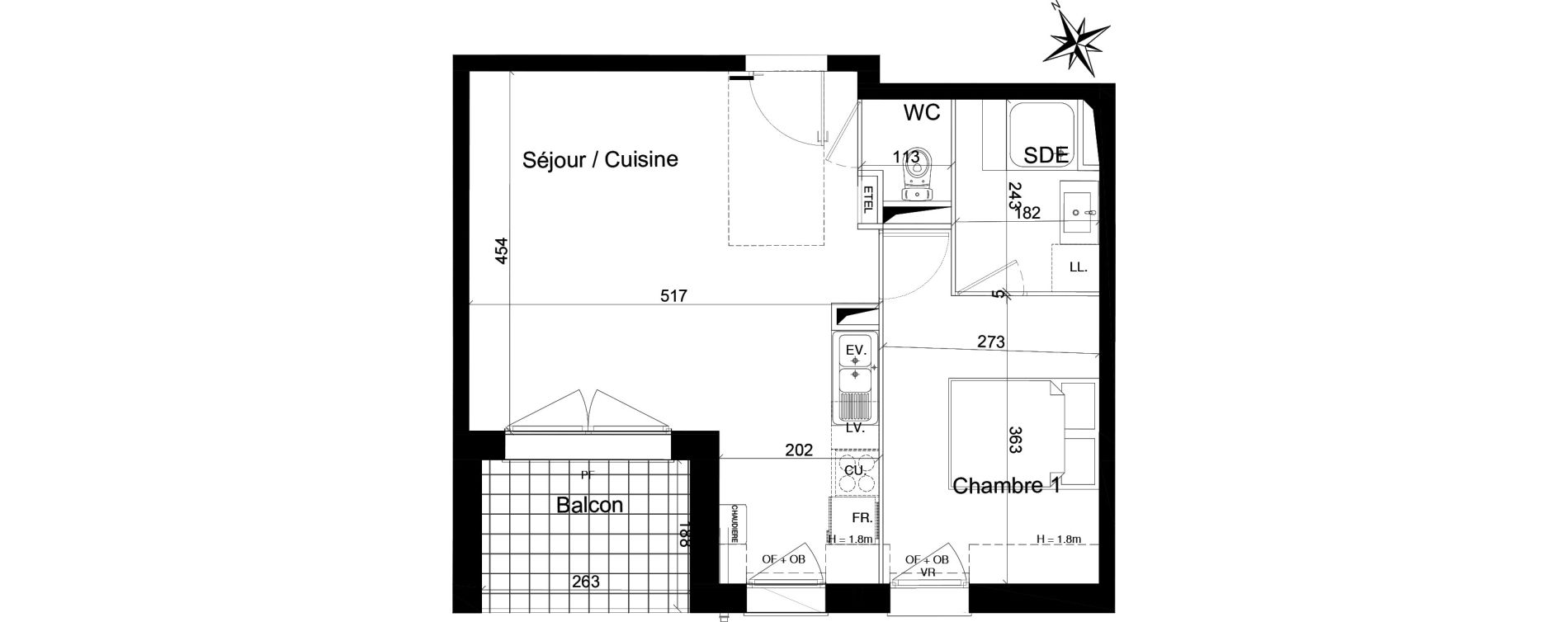 Appartement T2 de 41,86 m2 &agrave; Nieppe Centre