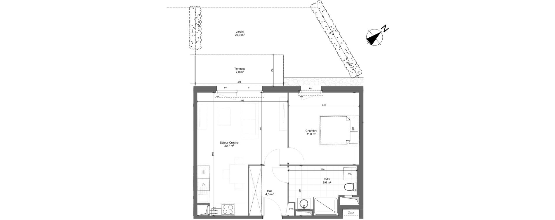 Appartement T2 de 43,60 m2 &agrave; Nieppe Centre