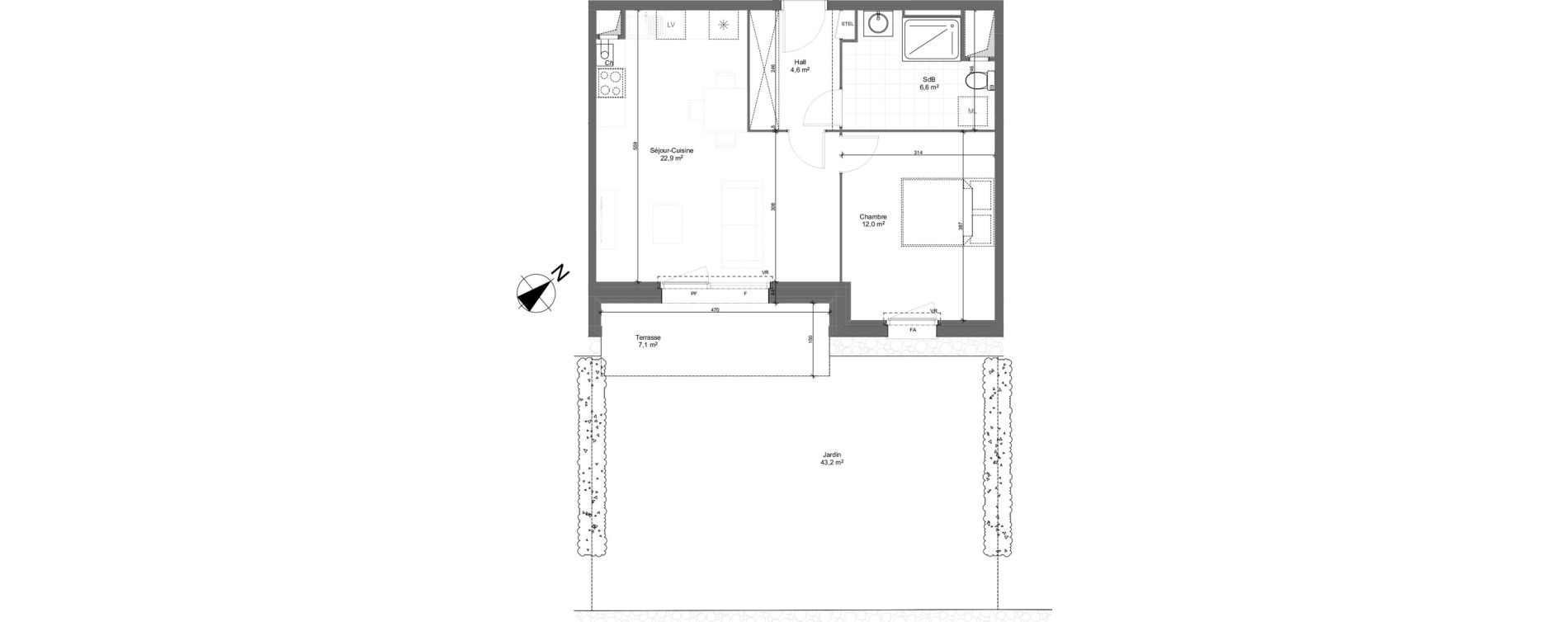 Appartement T2 de 46,10 m2 &agrave; Nieppe Centre
