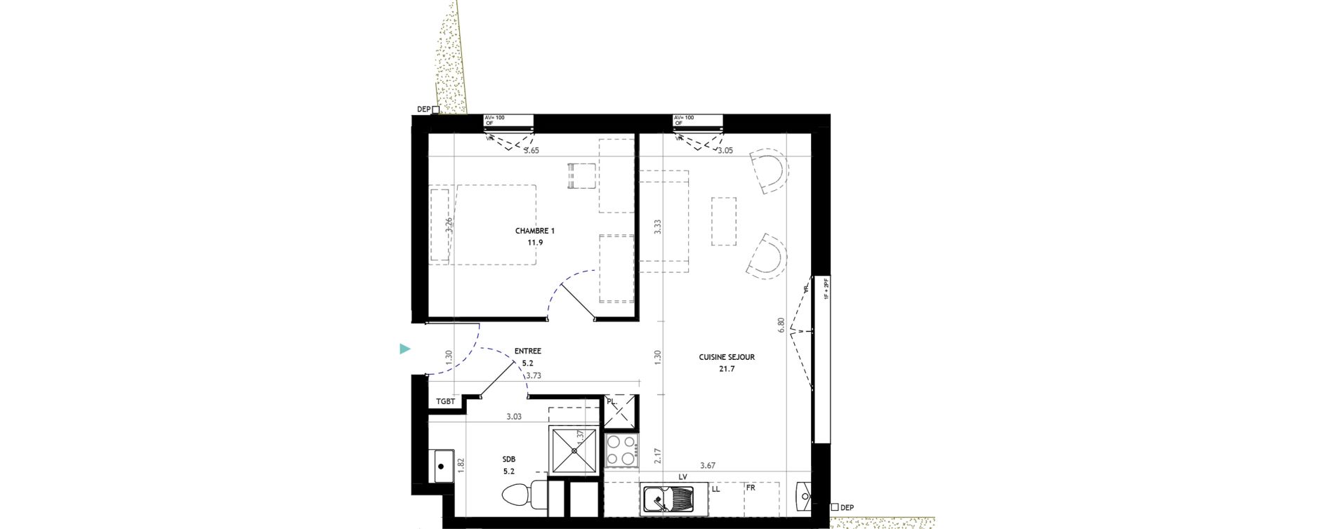 Appartement T2 de 44,00 m2 &agrave; Nieppe Centre