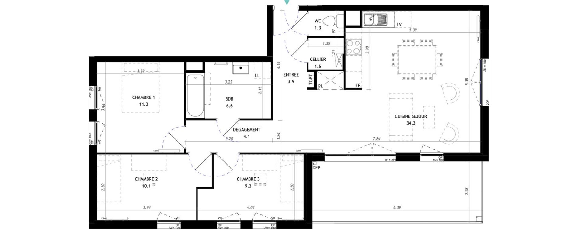 Appartement T4 de 82,40 m2 &agrave; Nieppe Centre