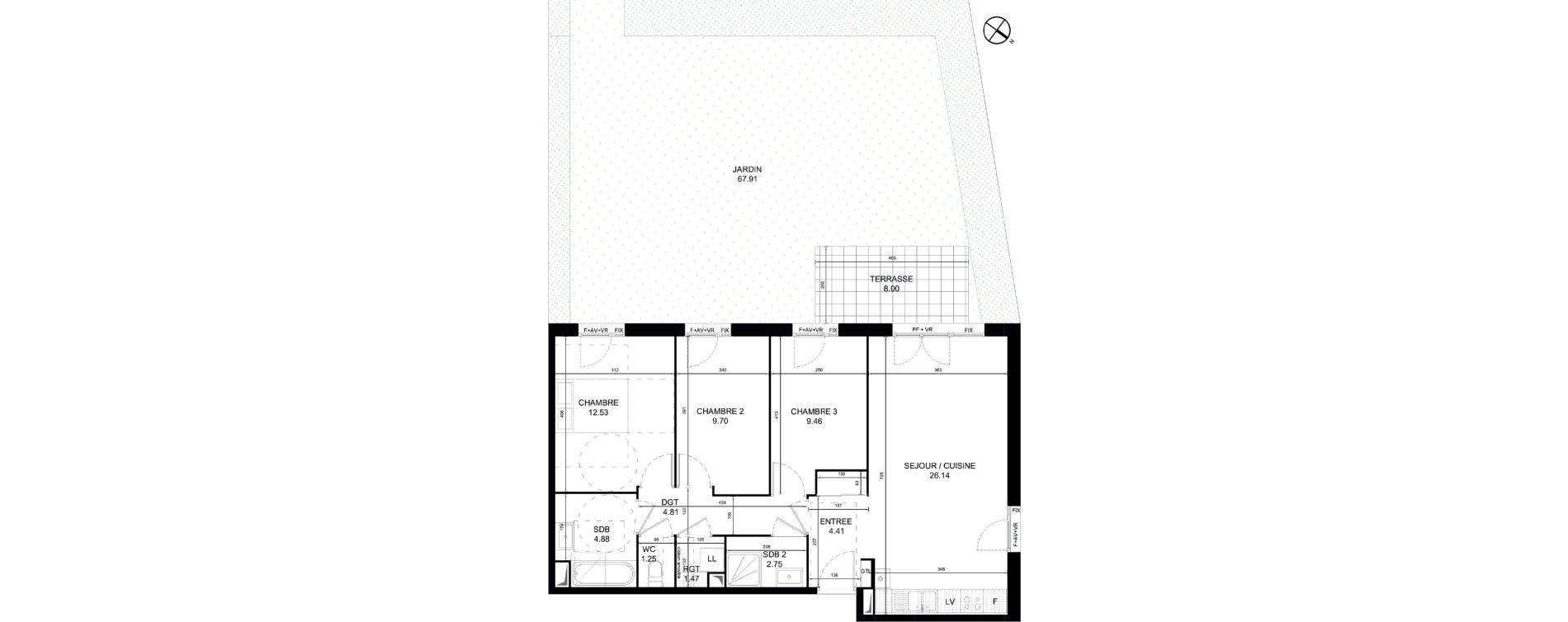 Appartement T4 de 77,40 m2 &agrave; Orchies Centre