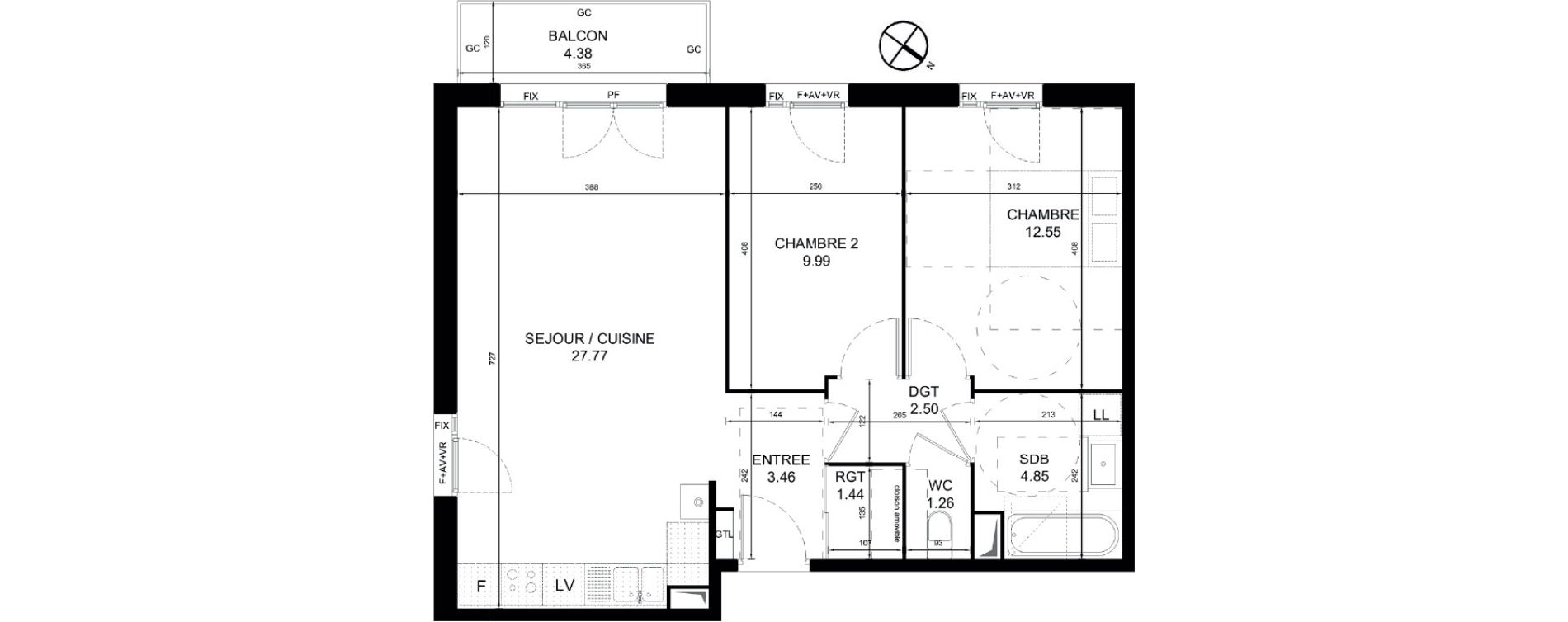 Appartement T3 de 63,82 m2 &agrave; Orchies Centre