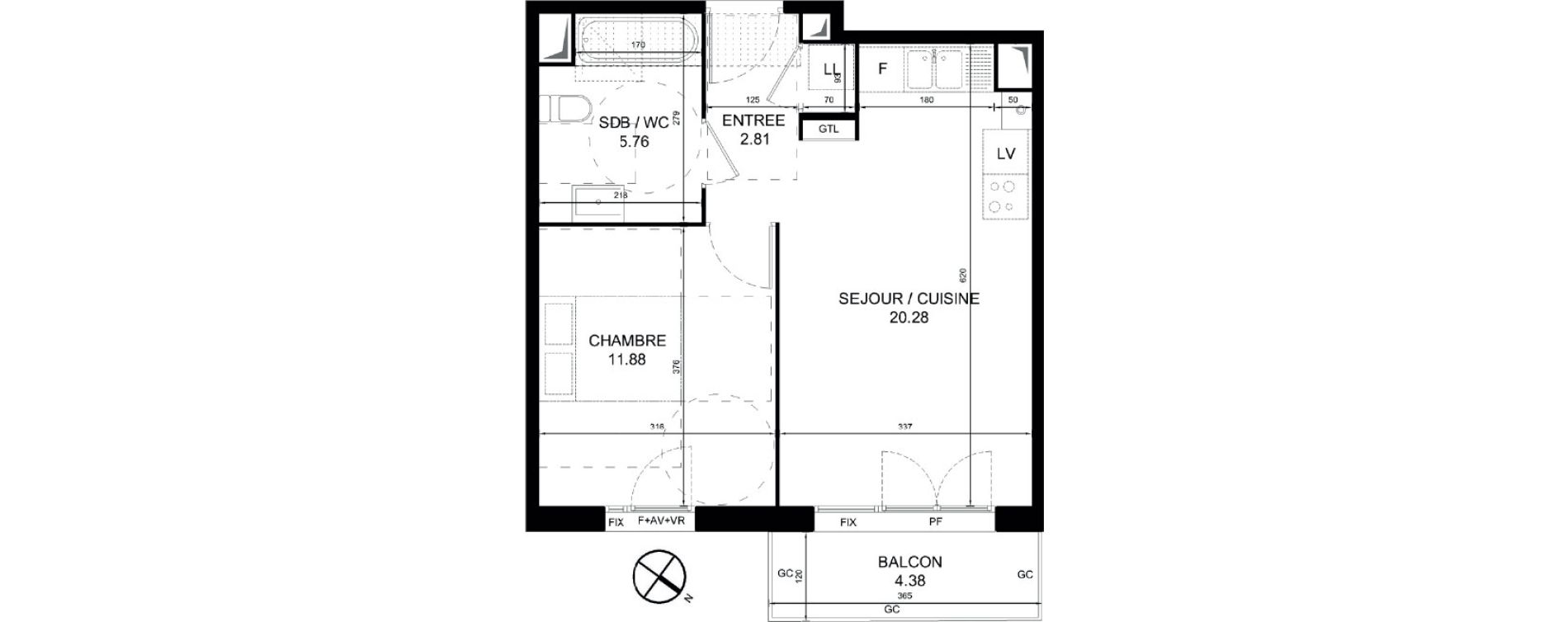 Appartement T2 de 40,73 m2 &agrave; Orchies Centre