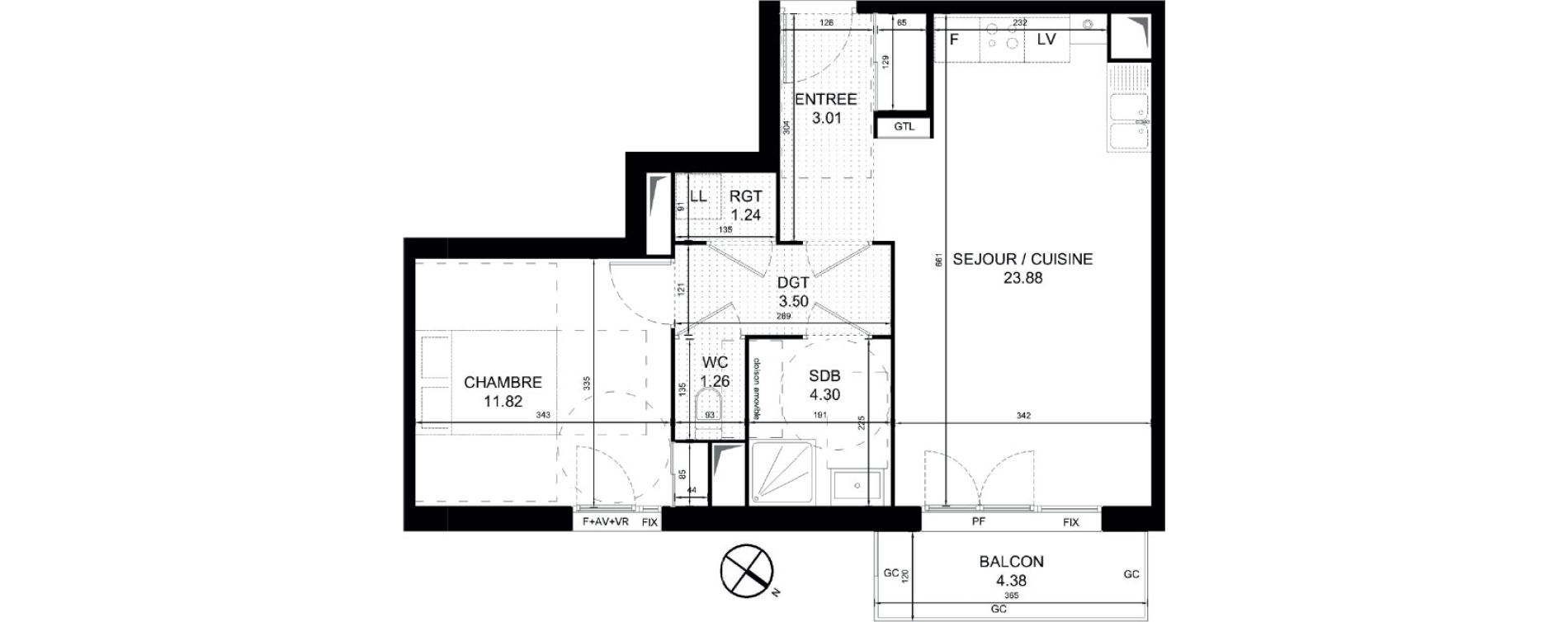 Appartement T2 de 49,01 m2 &agrave; Orchies Centre