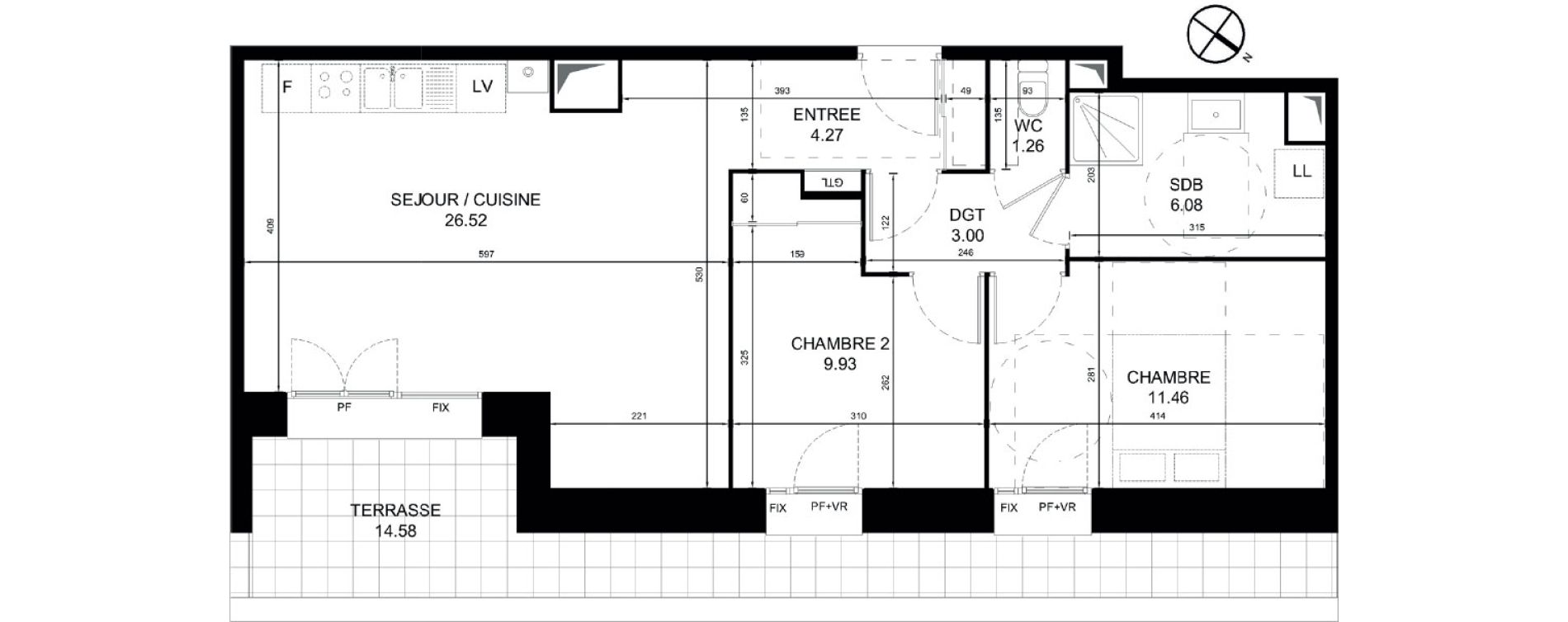 Appartement T3 de 62,52 m2 &agrave; Orchies Centre