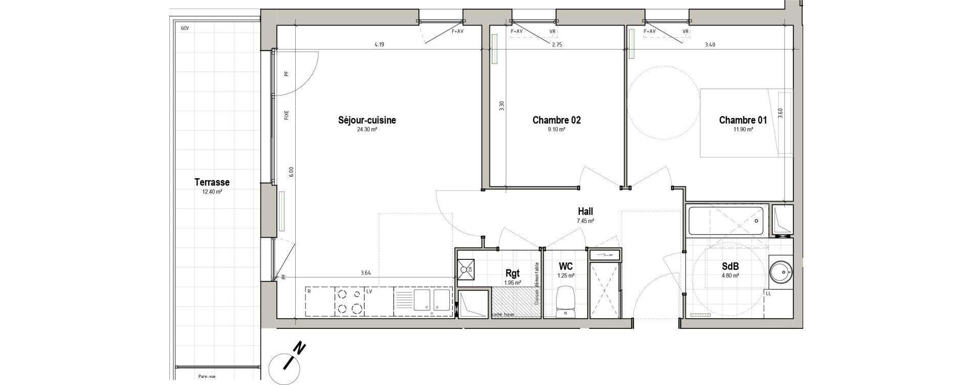 Appartement T3 de 60,75 m2 &agrave; P&eacute;renchies Centre
