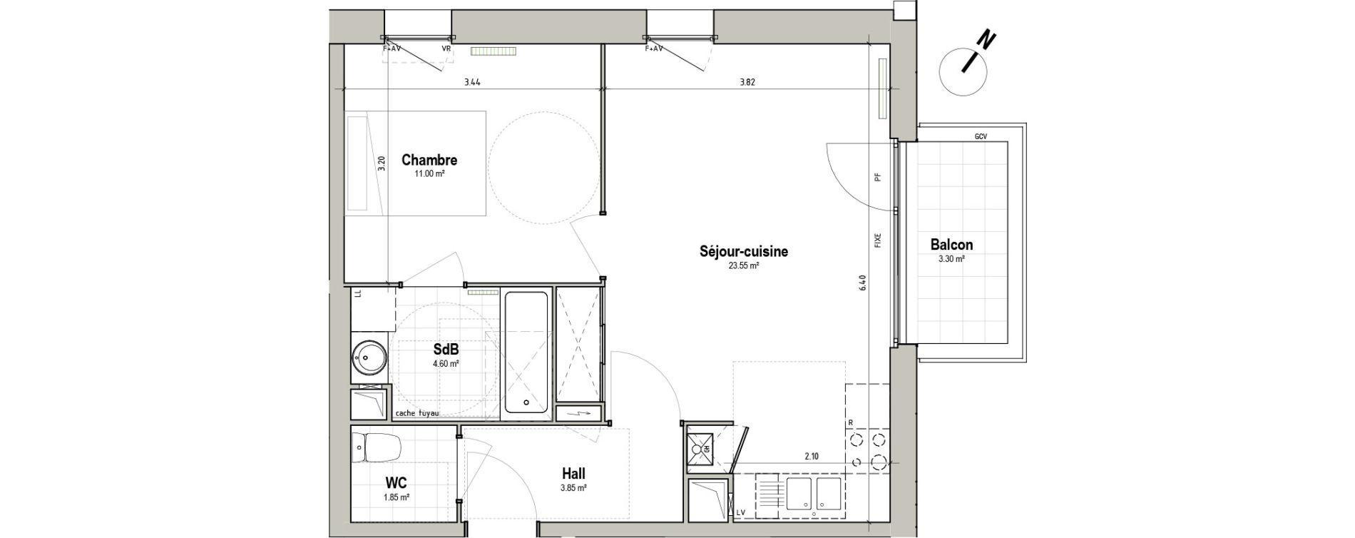 Appartement T2 de 44,85 m2 &agrave; P&eacute;renchies Centre