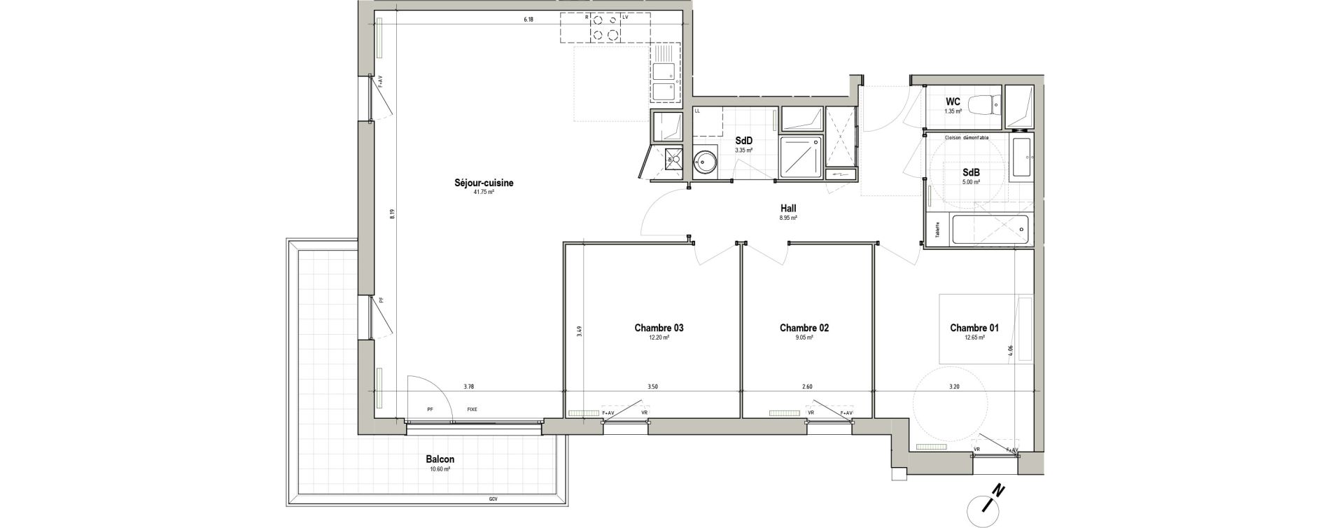 Appartement T4 de 94,30 m2 &agrave; P&eacute;renchies Centre