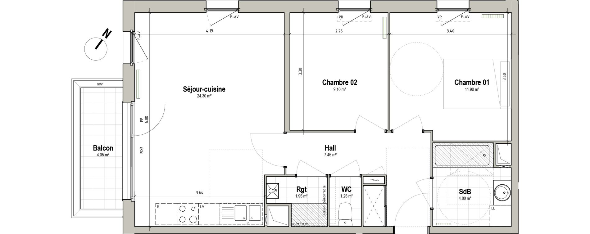Appartement T3 de 60,75 m2 &agrave; P&eacute;renchies Centre