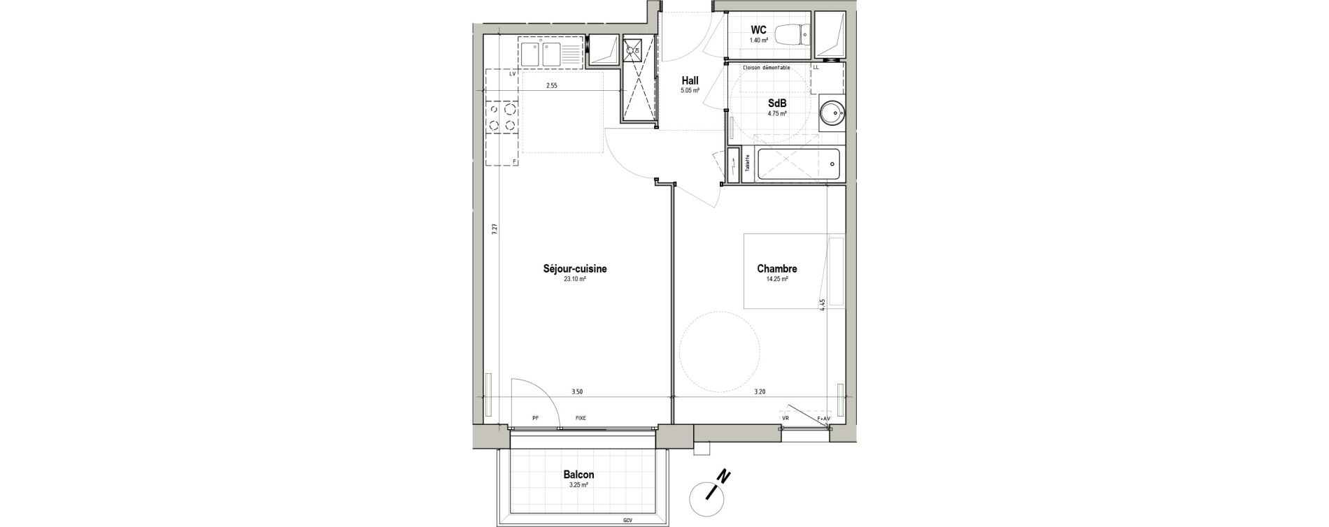 Appartement T2 de 48,55 m2 &agrave; P&eacute;renchies Centre