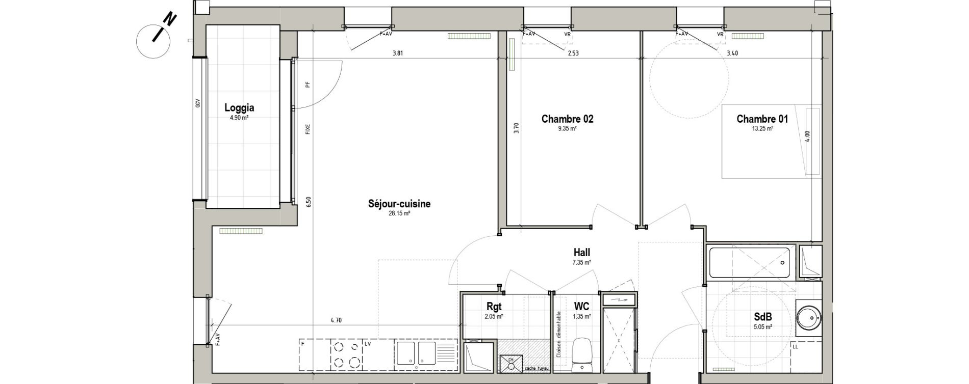 Appartement T3 de 66,55 m2 &agrave; P&eacute;renchies Centre