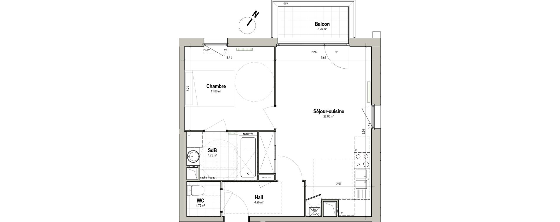 Appartement T2 de 44,50 m2 &agrave; P&eacute;renchies Centre