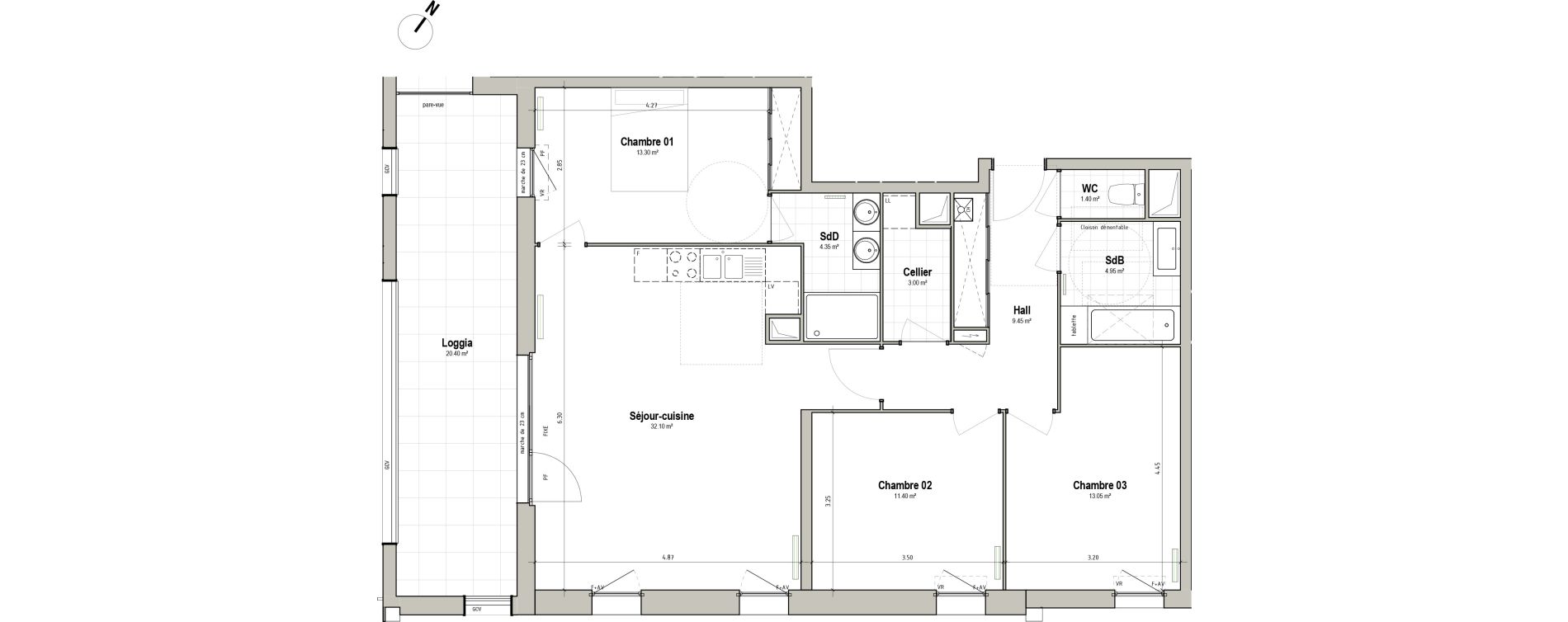 Appartement T4 de 90,00 m2 &agrave; P&eacute;renchies Centre