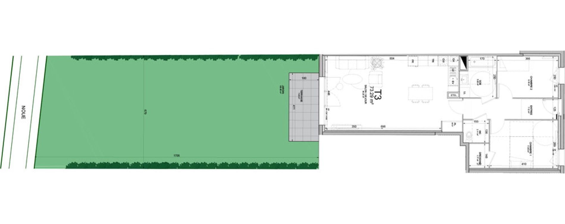 Appartement T3 de 73,29 m2 &agrave; Phalempin Centre