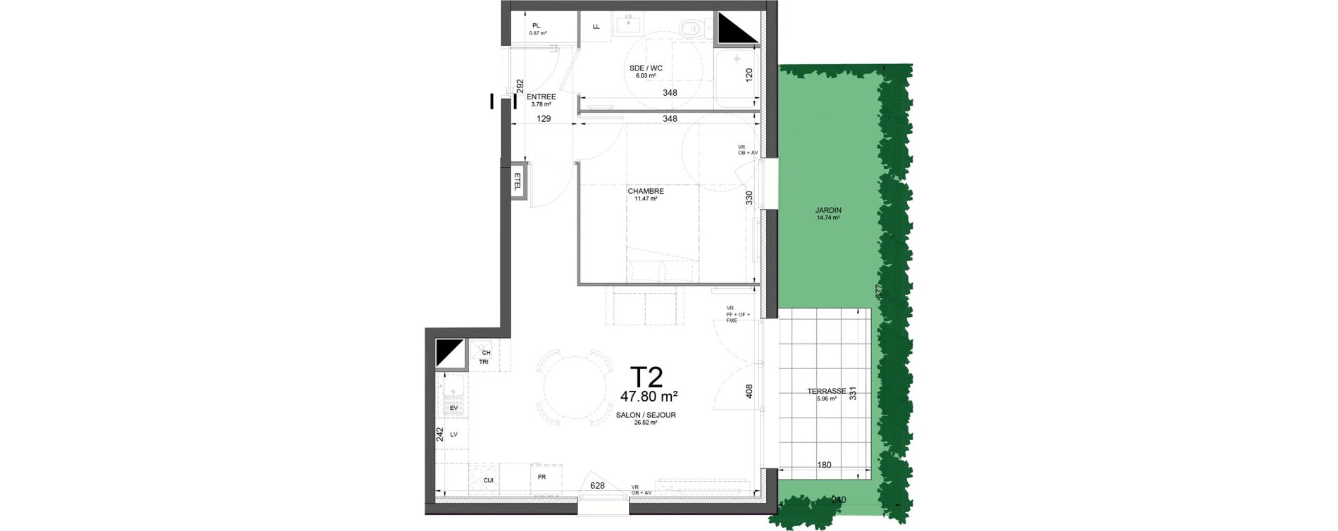 Appartement T2 de 47,80 m2 &agrave; Phalempin Centre