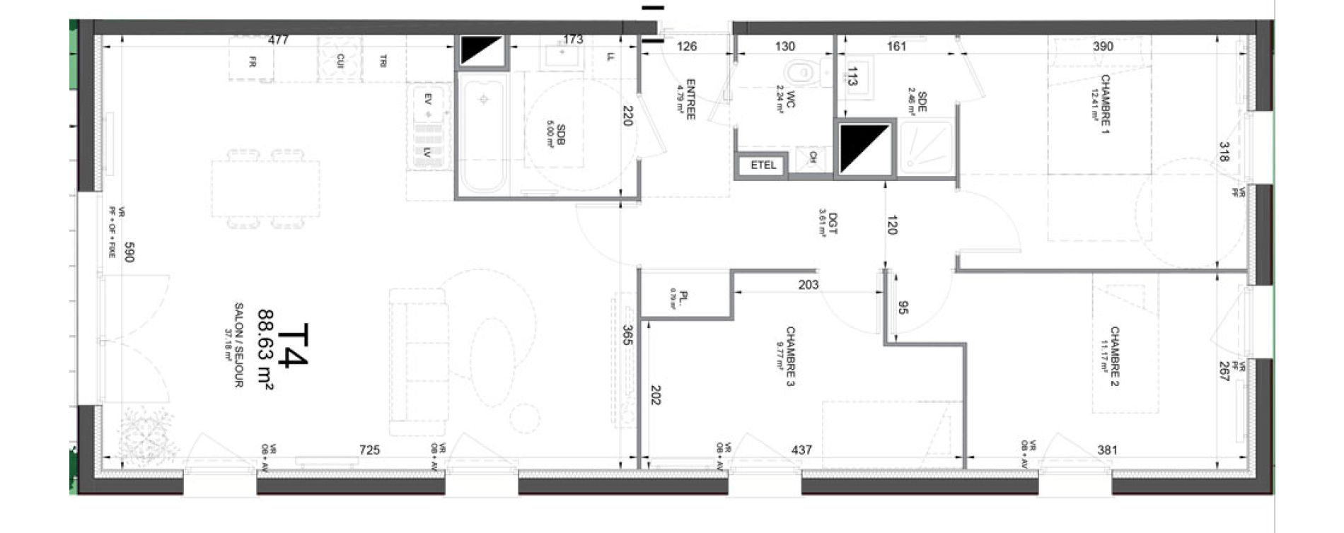 Appartement T4 de 88,63 m2 &agrave; Phalempin Centre