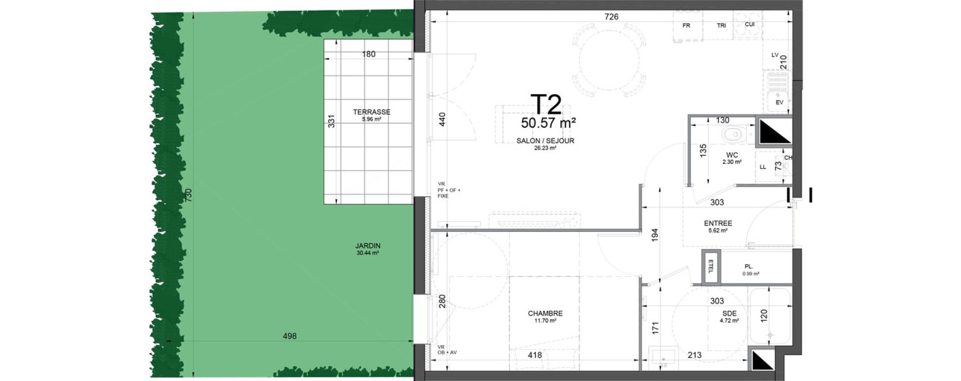 Appartement T2 de 50,57 m2 &agrave; Phalempin Centre