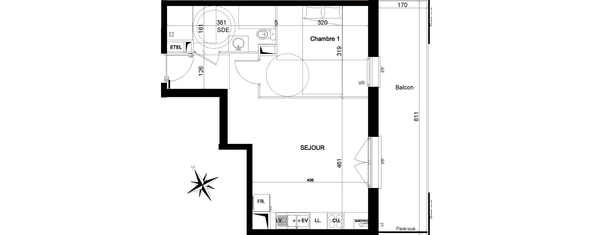 Appartement T2 de 40,82 m2 &agrave; Quesnoy-Sur-De&ucirc;le Centre