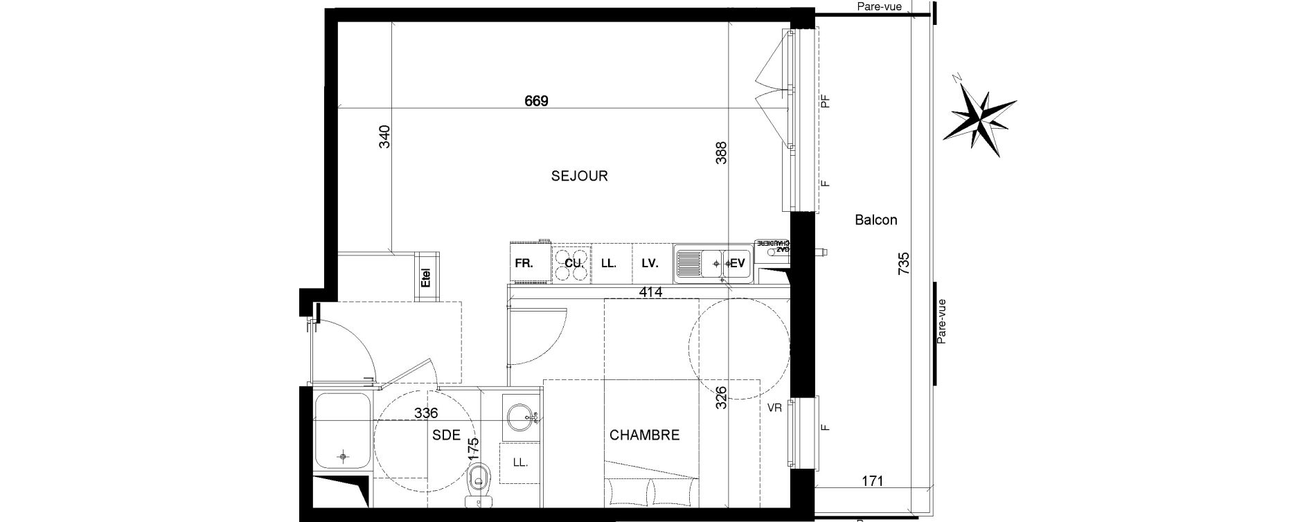 Appartement T2 de 47,71 m2 &agrave; Quesnoy-Sur-De&ucirc;le Centre