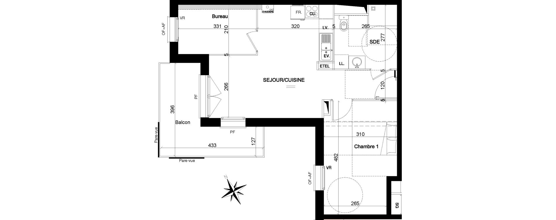 Appartement T2 de 51,15 m2 &agrave; Quesnoy-Sur-De&ucirc;le Centre