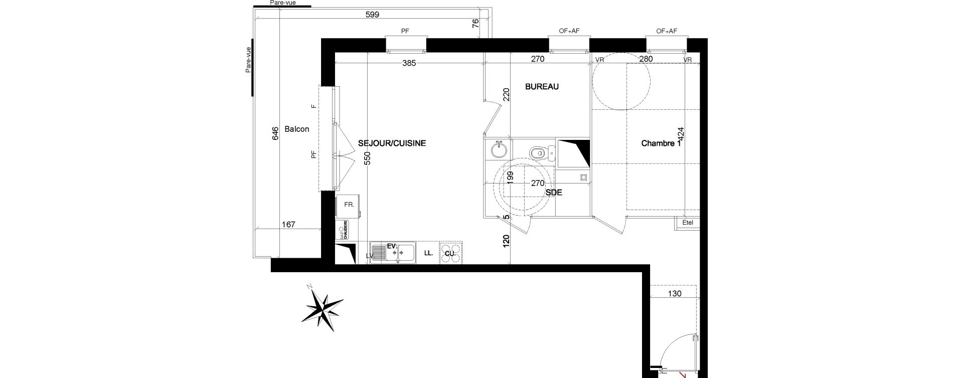 Appartement T2 de 53,48 m2 &agrave; Quesnoy-Sur-De&ucirc;le Centre