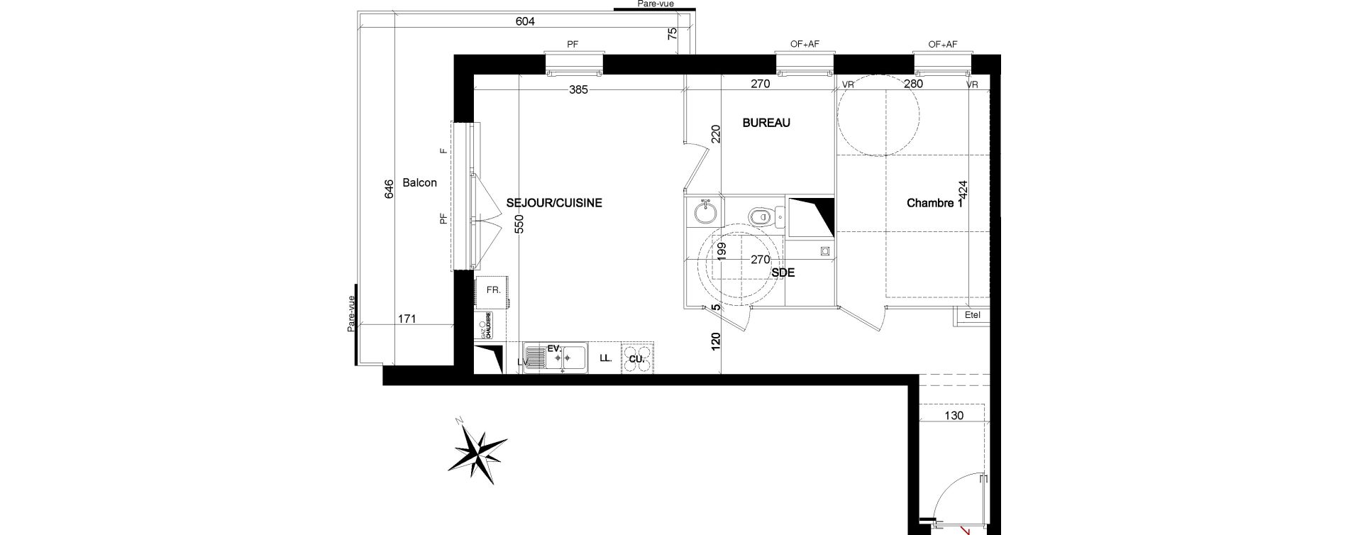 Appartement T2 de 53,48 m2 &agrave; Quesnoy-Sur-De&ucirc;le Centre